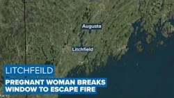 Pregnant woman breaks window to escape fire