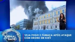 Employees hang from windows to escape attack in Kyiv | Jornal da Band
