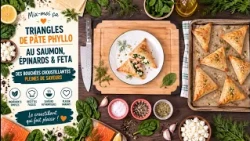 Mix-moi ça: Triangles de Pâte Phyllo au Saumon, Épinards & Feta