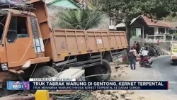 Truk Bondek Tabrak Warung, Kernet Terpental ke Sungai